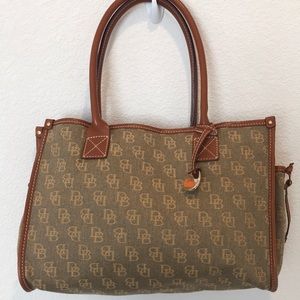Dooney & Bourke tote - fabric w/ leather trim